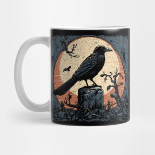 Woodcut Crow Mug